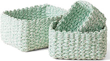 La Jolíe Muse Cestini portaoggetti in Vimini Intrecciati, con Corda di Carta, divisori per armadi, cassetti e mensole (Verde+Bianco)