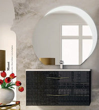 Mobile bagno sospeso moderno Floreale Miami nero,cm 100, specchio led e lavabo