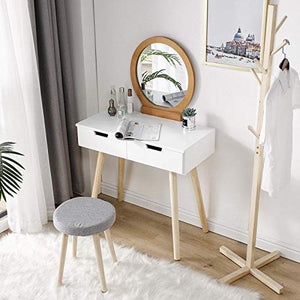 Specchio da Tavolo da toeletta Nordico con Set di sedie Tavolo da Trucco Sgabello da Trucco Camera da Letto in Legno Mesa 2 cassetti Europa (Color : A)