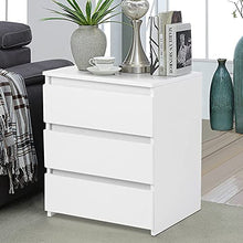 Cassettiera 3 Cassetti Bianco, Comodino Tavolino Camera da Letto, Comodini Bianchi Camera da Letto Moderni, Comodino Tavolino per Soggiorno, 45x38,2x56 cm