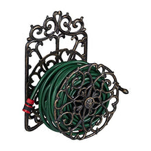 Relaxdays, Nero-Oro Supporto Porta Tubo da Parete, Design Antico, Girevole, da Giardino, in Ghisa HxLxP 52 x 33 x 31 cm