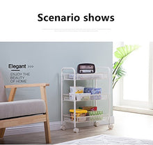 FLM Carrello di Servizio - 3 Ripiani Multifunzione Carrello Trasportabile con Ruote per Cucina e Bagno,Bianco