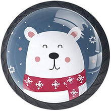 Orso Di Natale Con Sciarpa Neve Inverno Pomelli per Porta Set di 4 Pomelli per Mobili Manopole per Cassetti Cucina Armadio Vetro