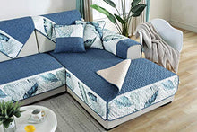 YUTJK Copridivano con Penisola Chaise Longue Sofa Cover Componibile in Poliestere a Forma di L,Coperchio di Divano in Cotone Stile Cinese-Blu 2_110×160cm.
