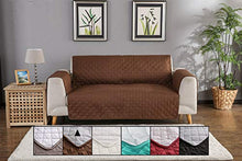 PETEMOO Copridivano 3 Posti Impermeabile Divano Protector Mobili Coperture su Due Lati per Cani/Gatti Letto con Divano Slipcovers 130'' X 77'', Marrone Scuro