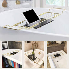 Porta Vasca in Metallo, Retrattile Impermeabile con Porta Bicchiere da Vino E Supporto per iPad/Porta Libri Portaoggetti da Bagno, Adatto per La Maggior Parte delle Vasche
