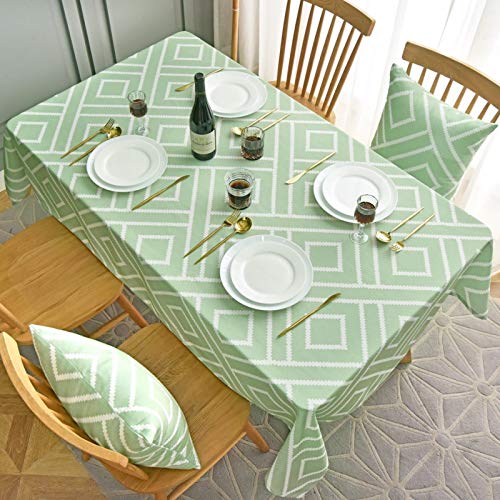 WSJIABIN Decorazione della casa tovaglia tavolino Tessuto Verde Geometrico Reticolo Modello Copertura Panno Tavolo da Pranzo Soggiorno tovaglia Impermeabile tavolino Cuscino Federa