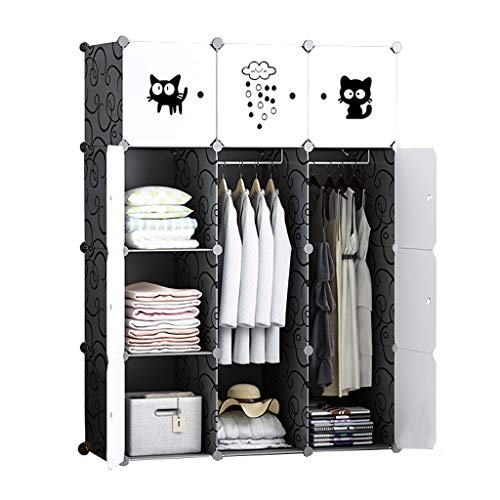 Locker 6-Gitter Armadio Armadio 2-Hanging Archivi Rimovibili di Plastica Scaffali 12 Porte Abbigliamento Home Camera Nero 111X47X147CM MUMUJIN