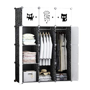Locker 6-Gitter Armadio Armadio 2-Hanging Archivi Rimovibili di Plastica Scaffali 12 Porte Abbigliamento Home Camera Nero 111X47X147CM MUMUJIN