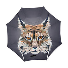 LENNEL Doppio Strato Antivento Design C Manico con Notte Strisce Riflettenti Di Sicurezza Geometrica Tigre Reverse Pieghevole Inverti Ombrelli