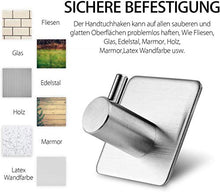 4 ganci autoadesivi per asciugamani, da parete, in acciaio inox, antiruggine, senza foratura, ideali per bagno, bagno, cucina, ufficio (4,5 x 4,5 x 3,0 cm)
