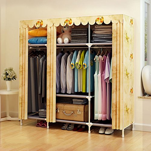 Guardaroba pieghevole Mmm& Armadio in Tessuto Armadio in Metallo Bold Armadi Metallici di Rinforzo Assemblea per Adulti Economica Moderna Semplice (Colore : #3, Dimensioni : 145 * 45 * 168cm)