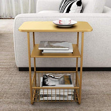 TONG HXF- Piccolo Soggiorno tavolino Rack di stoccaggio Scaffale a Terra Squisito capezzale del ripiano Ferro Multifunzionale Durevole (Color : Gold)