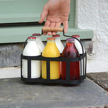 CKB LTD - Porta bottiglie di latte in filo di acciaio verniciato a polvere, può contenere 6 bottiglie di latte, da poggiare vicino alla porta, tradizionale, mis. 25 x 27 x 19 cm