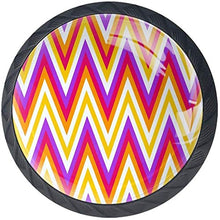 Chevrons Stripes Geometrica Giallo Viola Arancione Rosa Bianco Pomelli per Porta Set di 4 Pomelli per Mobili Manopole per Cassetti Cucina Armadio Vetro
