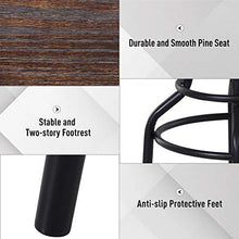 homcom Sgabello Stile Industriale in Legno di Pino e Metallo, Altezza Regolabile, Cucina/Bar/Ristorante, 40x40x52-68cm