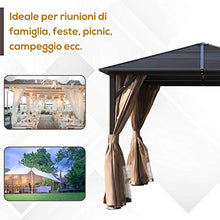 Outsunny Gazebo da Giardino con Tende Laterali 12 Picchetti Gancio per Lampada Alluminio, Poliestere, Acciaio 298x298cm Marrone e Nero