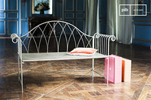 pib Panca Grigia Metalo in Stile Shabby Chic - Prodotto 100% in Metallo, Finitura Vernice | Metallo Perforato e Linee Curve - Grigio Topo Perlato (L143 x H85 x P92 cm)