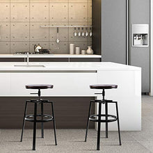COSTWAY Set di 2 Sgabelli Rotondi Set di Sedie da Bar Vintage Antico, Regolabile in Altezza 35 x 35 x (67-75) cm
