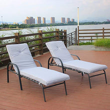 IKAYAA Sdraio da Giardino, Rattan Lettino Prendisole con Cuscino,Set 2X Sedia a Sdraio Schienale Regolabile Giardino Spiaggia Lettino da Sole