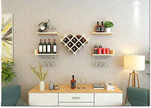 LDM Portabottiglie in Legno per Vino da Parete Portabottiglie in Vetro Champagne 4 Ripiani galleggianti Accessori per Bar Scaffalature (Naturale, Effetto Legno)