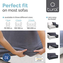 Tural Copridivano 100% Impermeabile ed Elastico, Grigio | 1 Posto (70 cm - 100 cm) Venezia | Proteggi Divano Resistente all’Acqua