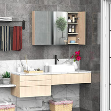 kleankin Armadietto Pensile da Bagno a Parete con Specchio a 3 Ante e Ripiani Regolabili in Legno 90x60x13.5cm