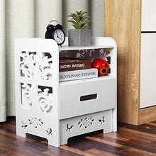 Comodino per camera da letto, comodino, comodino, comodino, comodino e cassetto, bianco per soggiorno, comodino, ufficio o salotto