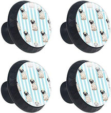 Pugdog Angel Blue White Stripes Pomelli per Porta Set di 4 Pomelli per Mobili Manopole per Cassetti Cucina Armadio Vetro