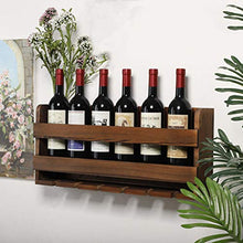 Cremagliere del vino fissate al muro/Espositore per bottiglie a parete/Portabottiglie con portabicchieri sospeso/Scaffale per vino e portabottiglie/Contiene 7 bottiglie, 6 bicchieri