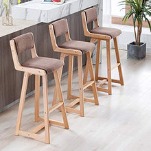 XuQinQin Sgabello da Bar in Legno massello di faggio Rosso con Schienale Imbottito Home Cucina da Cucina Sgabelli con poggiapiedi Pub sgabelli da Bar (Size : 65)