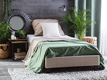 Beliani Letto Imbottito Tessuto Beige Senza testiera Rete a doghe 90 x 200 cm Roanne