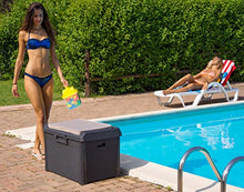 Cassapanca da giardino con 125 l, contenitore richiudibile per terrazza con cuscino, in plastica, 73 x 50,5 x 49,5 cm