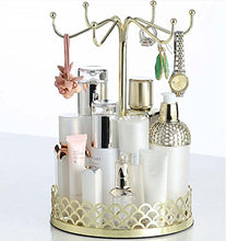 Nwn Storage Box Home Use Desktop Finitura Rotary Cosmetics Rack Stile Rustico Europeo/Americano (18,2 * 26,7 cm) Oro