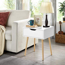 Yaheetech Set 2 Comodino Camera da Letto Bianco Comodino con Cassetto Gambe in Legno Mobiletto Organizzatore da Letto 48,5 x 41 x 57,5 cm Tavolini d'Appoggio Tavolino Lato Moderno da Divano Salotto