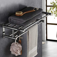OLDJTK Porta Asciugamani con Doppio portasciugamani for Bagno (Acciaio Inossidabile 40 cm Montato a Parete) Organizer for mensola Doccia, Finitura Lucida