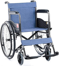 Sedia A Rotelle con Telaio in Tubo d'Acciaio, Sedia A Rotelle Manuale, Disabili, Famiglia di Anziani, Assistenza Medica, Pieghevole, Blu A