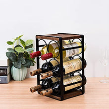 Tinyuet Portabottiglie da Appoggio in Legno Rustico, Portabottiglie di Vino Kit per Ripiani da Cucina Presentazione e Wine Bar-6 Bottiglie-32 * 24 * 18cm