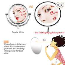 Specchio Ingranditore Trucco Con Luci Luce Led Make Up Specchio Per Trucco Makeup Con Ingrandimento 10 X E Luce Led, Specchio Cosmetico Giunto Sferico Orientabile E Ventosa, Collo di Cigno