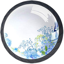 Fiori blu di uccello e pavone Pomelli per Porta Set di 4 Pomelli per Mobili Manopole per Cassetti Cucina Armadio Vetro