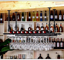 DJSMjbj - Portabottiglie da vino LOFT, stile industriale, retrò, da appendere, per bottiglie di vino rosso, facile da installare, Nero , L120*W30CM