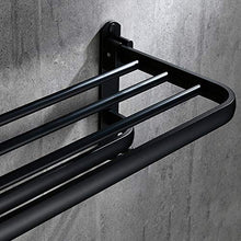 DKEE Portasciugamani Portaoggetti in Alluminio Rack Nero Doppio Strato Elegante Portasciugamani Nero Hotel Bagno Ciondolo Set Portasciugamani