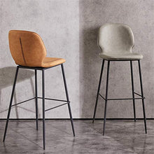 Ljings - Monopolli in sella, retro in finta pelle, con schienale e gambe in metallo imbottite, sgabello da bar da cucina, sedie da pranzo, colore: grigio, 75 cm