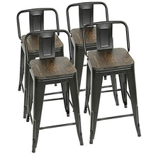 Sarah 4 Sgabelli Alti da Bar Vintage Industrial Sgabello in Metallo, Modello: Classic Tolix Style, Forma ad L, Ispirata al Mondo Industriale, Dimensioni: 84 * 42 * 42cm（Nero）
