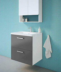Randalsa Mobile Nexo 60 cm | Grigio | 61 x 61 x 46 cm | Mobile con 2 cassetti + lavabo in Ceramica