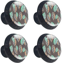 Modello di foglie verdi marrone dell'acquerello Pomelli per Porta Set di 4 Pomelli per Mobili Manopole per Cassetti Cucina Armadio Vetro