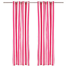 vidaXL 2X Tende con Anelli Classici Eleganti Moderne Tendaggi per la Casa Rivestimento Finestre Privacy in Metallo Tessuto 140x175cm Rosa a Strisce