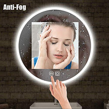 Specchio Bagno Rotondo Illuminato da 60 Cm - Specchio Trucco Intelligente per Camera da Letto A Parete con Interruttore a Sfioramento Luminoso per La Rasatura Cosmetica del Trucco