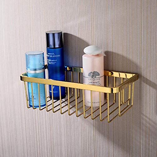GYCS Mensola angolare per Bagno Tutto in Rame Massiccio Bagno Dorato a Un Solo Strato Cesto in Rete Rettangolare Portaoggetti da Bagno Appendiabiti da Parete Portaoggetti da Bagno