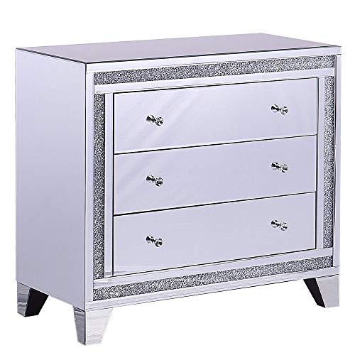 Beliani Credenza Moderna Specchiata Glam 3 Cassetti Effetto Diamante Contay